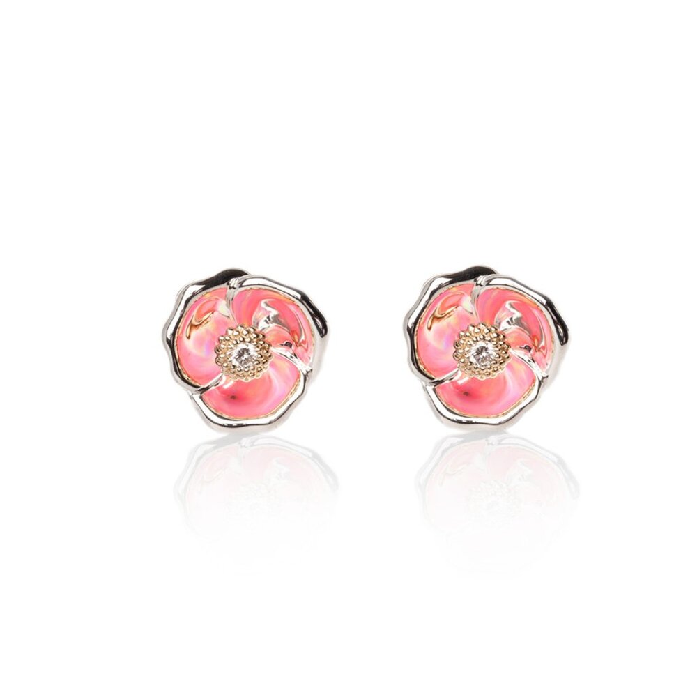 Galatea Gloria Rose Earrings     Sterling and 14kt gold. New In Box